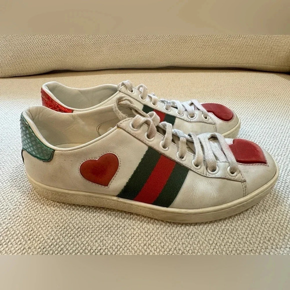 GUCCI Ace Low Heart - 435638-A38M0-9074 size 35.5/US 5.5 - Picture 2 of 16